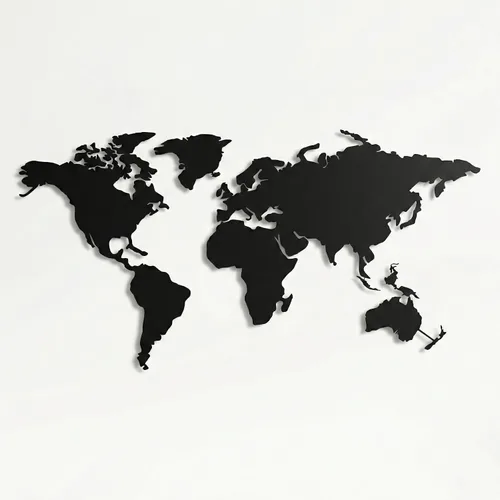 DEKADRON Arte de pared de metal, mapa del mundo de metal, continentes de Asia, Europa, América y Australia, decoración de pared de metal, letrero de