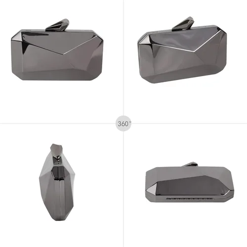 Miniatura 5 de Bolso de mano de metal con patrón de celosía para mujer