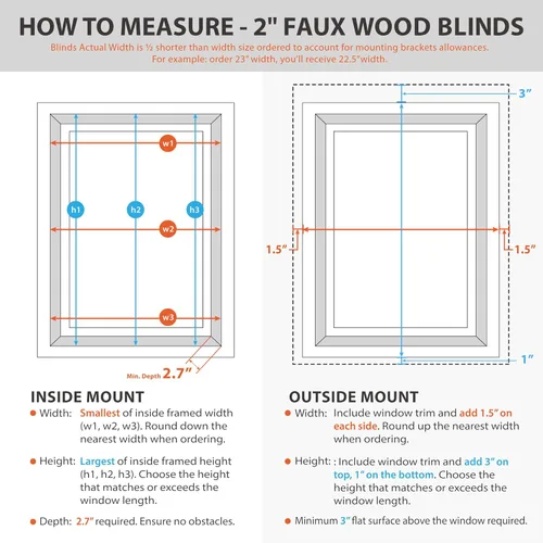 Miniatura 6 de DEZ FURNISHINGS Persiana inalámbrica de madera sintética de 2 pulgadas, 33 pulgadas de ancho x 64 pulgadas de alto, roble oscuro