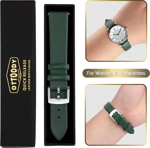 Miniatura 7 de Correas de reloj de cuero de liberación rápida, elegante y ultra suave, correa de reloj de cuero de grano superior para mujeres y hombres, elección