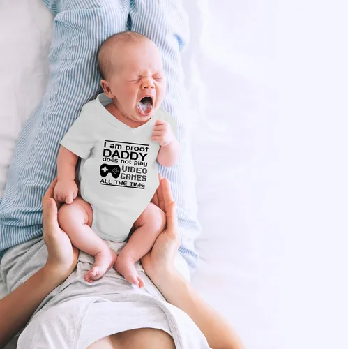 Miniatura 22 de CBTwear Proof Daddy Does Not Play Video Games All the Time – Ropa de bebé – Divertido body para recién nacido para niños y niñas