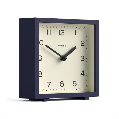 Miniatura 11 de JONES CLOCKS® Reloj de escritorio disco Elegante diseño cuadrado Negro Elegante y fácil de leer para estante, mesa, mantel o mesita de noche
