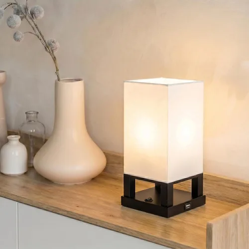 Miniatura 8 de Brightech Maxwell Lámpara de Mesita de Noche con Puerto USB – Lámpara de Mesa Compacta para Dormitorio, Sala de Estar - Moderna Lámpara Asiática