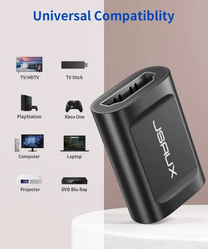 Miniatura 6 de JSAUX Acoplador HDMI hembra a hembra, paquete de 2 unidades, adaptador de conector de extensión HDMI 4K HDR, aleación de aluminio para HDTV, Roku