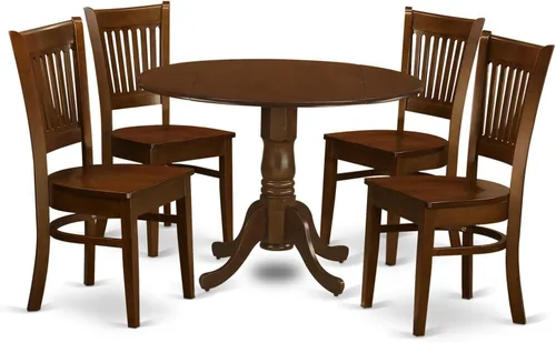 Miniatura 13 de East West Furniture DLVA3-BLK-W, juego de dinette de 3 piezas para espacios pequeños que incluye una mesa de comedor redonda con hojas abatibles y 2