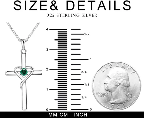 Miniatura 3 de AmorAime - Collar de cruz de plata de ley 925 para mujeres y hombres con circonita cúbica 5A para adolescentes y niñas, regalos para Navidad