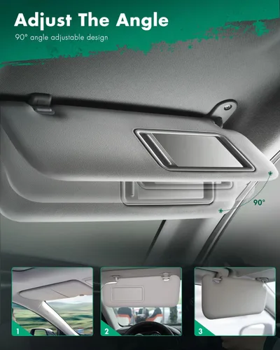 Miniatura 4 de SCITOO Visera solar del lado del conductor izquierdo para Toyota Camry 2006 2007 2008 2009 2010 2011 (con techo solar, con espejo, sin luz), gris