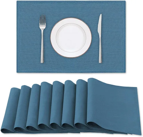 Miniatura 30 de H.VERSAILTEX Juego de 4 manteles individuales de lino de alta calidad para mesa de comedor, a prueba de derrames, impermeables, resistentes al