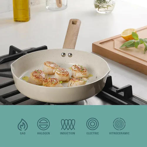 Miniatura 7 de Gibson Home Marbleton - Sartén de aluminio de 9.5 pulgadas, no tóxico, sartén antiadherente de cerámica de alta calidad, sartén para huevos de Topo