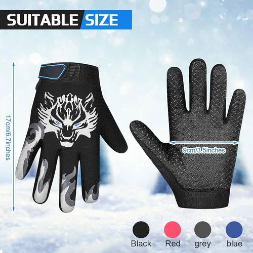 Miniatura 2 de 4 pares de guantes de ciclismo para niños y niñas y jóvenes guantes de bicicleta de montaña guantes deportivos cálidos para niños guantes de pesca