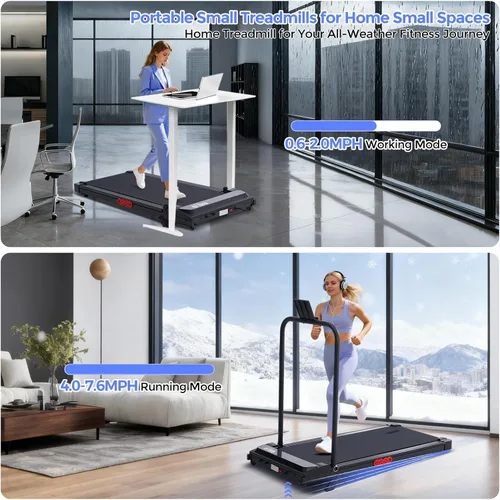 Miniatura 4 de KASSADIN Walking Pad with Handle Bar, 2026 Upgrade Portable Small Treadmill with Handles for Home Small, 3.0HP Under Desk Walking Pad Treadmill with