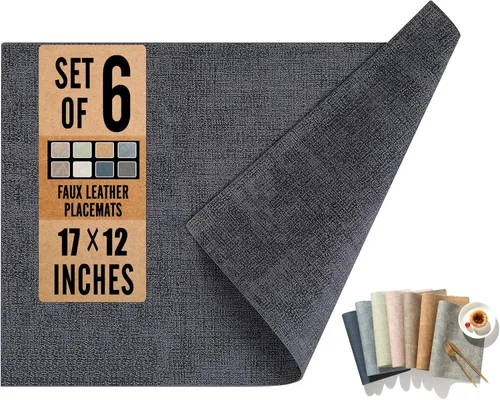 Miniatura 13 de UnivoColors - Juego de manteles individuales de piel sintética de 6,17 x 12 pulgadas, diseño de doble cara, impermeable, resistente al calor, fácil