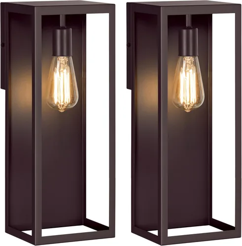 Miniatura 12 de VerRon Paquete de 2 faroles de pared para exteriores, apliques de pared impermeables para exteriores con pantallas de cristal, luces blancas