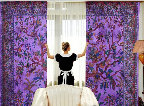 Miniatura 22 de Cortinas de ventana de mandala hippie indio, gitano, bohemio, sol, luna, hermosas cortinas para dormitorio, sala de estar, balcón, cenefa