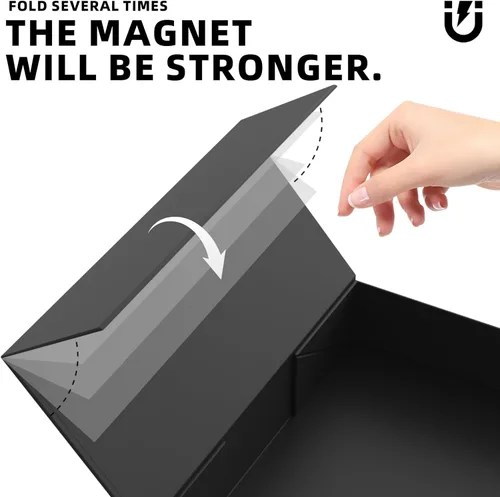 Miniatura 3 de MOZRRO Caja de regalo de 11.5 x 8.2 x 2.3 pulgadas, cajas de regalo para regalos de cierre magnético, cajas de regalo con tapas para regalos de Negro