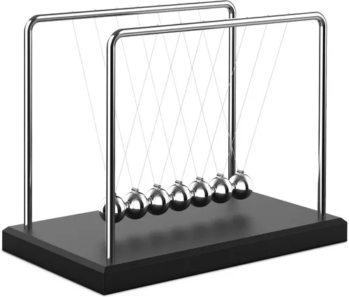 Theefun Newtons Cradle Balance Péndulo 7 cuentas oscilantes bolas oscilantes de aproximadamente 50 segundos, juguetes de ciencia física, bolas de