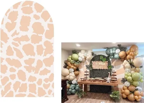 Miniatura 6 de Fundas de telón de fondo con arco de jirafa de safari, diseño de animales salvajes, fondo de pared elástico para fotografía, para fiestas, baby