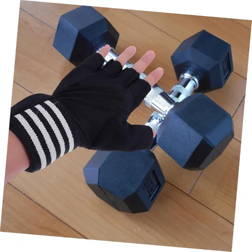 Miniatura 7 de TOYANDONA Guantes de gimnasio antideslizantes de medio dedo para levantamiento de pesas y fitness al aire libre, guantes de ejercicio transpirables