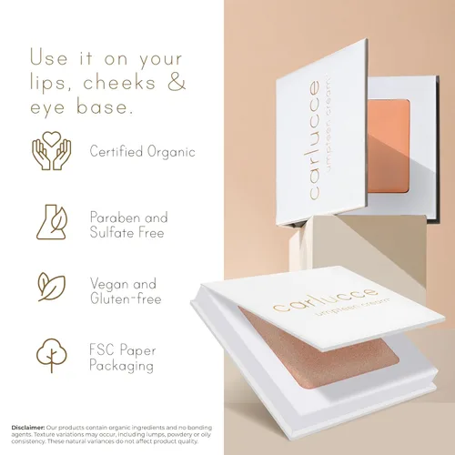 Miniatura 4 de Carlucce Curve Cream (Awaken) Crema multiusos 3 en 1 para resaltar, contornear y base de ojos, maquillaje y cuidado de la piel en uno, vegano