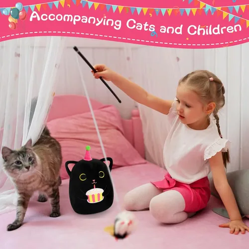 Miniatura 3 de Peluche de gato negro de 8 pulgadas con pastel, lindo regalo de cumpleaños negro para niñas, niños y gatos, decoración de la habitación del hogar