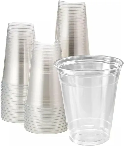Vasos de plástico PET transparente de 16 onzas, ajuste de tapa de 3.858 in, vasos fríos desechables (caja de 1000) (16 onzas)