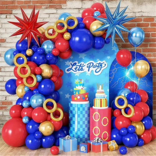 Miniatura 19 de Kit de guirnalda de arco de globos de color azul, blanco y plateado con globos de bola de discoteca, globos de papel de aluminio de estrella