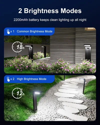 Miniatura 2 de Paquete de 6 luces solares para camino, impermeables, 30 LED, lámpara de paisaje brillante para exteriores, camino, entrada, acera, patio, césped