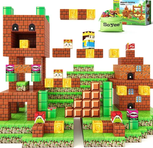 Soyee Bloques Magnéticos - Juego de Construcción de Mundo Magnético de Mina para Niños Pequeñas Juguetes Sensoriales para Niños y Niñas Edades 3-5