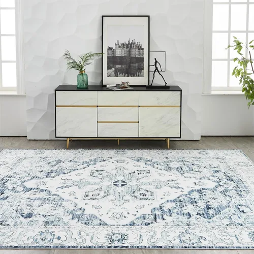 Miniatura 294 de Syalife 4x6 Alfombra Lavable para Área, Ultra Suave Antideslizante, Pila Baja, Alfombra Vintage Resistente a Manchas para Sala de Estar, Alfombra