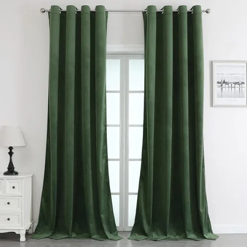 Miniatura 29 de Benedeco - Cortinas de terciopelo burdeos para ventana de dormitorio con pompón, cortinas de lujo súper suaves, oscurecimiento y aislamiento térmico