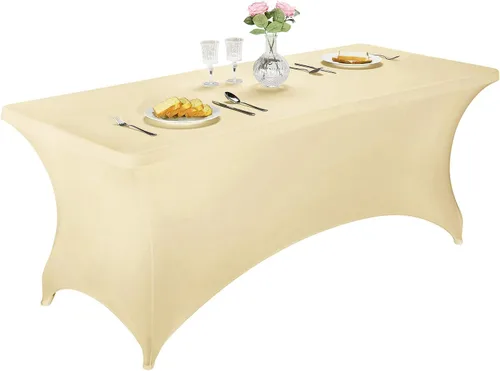 LZY Cubierta de Mesa Elástica Ajustable de Spandex para Mesa Plegable de 6 pies, 4 pies o 8 pies, Mantel de Cóctel Rectangular, Perfecto para Champn