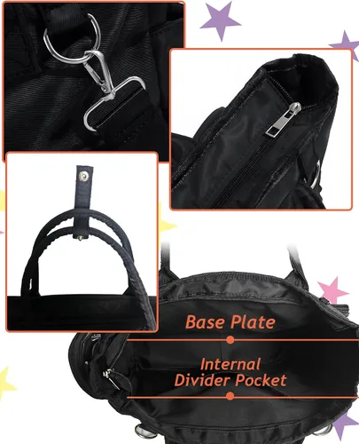 Miniatura 6 de Mochila grande Ita de hombro con inserto, bolso kawaiI Ita, para exhibición de pines, anime para fanáticos de Kpop (pines no incluidos) (negro)