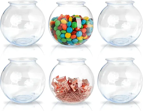 Tazones de pescado para bebidas, paquete de 6, 16 onzas, pequeños cuencos de hiedra de plástico sin BPA para manualidades, mini cuencos de pescado