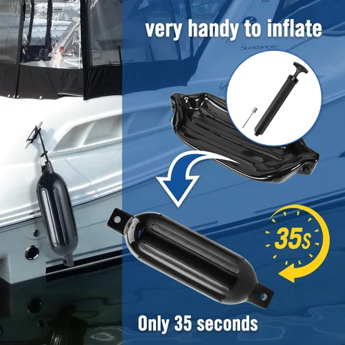 Miniatura 4 de Affordura Paquete de 4 Defensas de Barco Parachoques Defensas con 4 Cuerdas, Parachoques de Barco para Defensas de Barco Pontón Inflables Negro