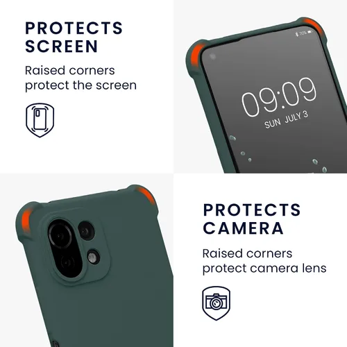 Miniatura 3 de kwmobile Funda cruzada compatible con Xiaomi 11 Lite (5G) NE/Mi 11 Lite (5G) - Funda de silicona TPU con correa - Verde musgo