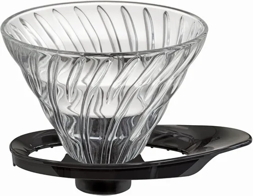 HARIO VDGR-02-B V60 Gotero de Vidrio Resistente al Calor 02, Para 1-4 Tazas, Negro, Hecho en Japón