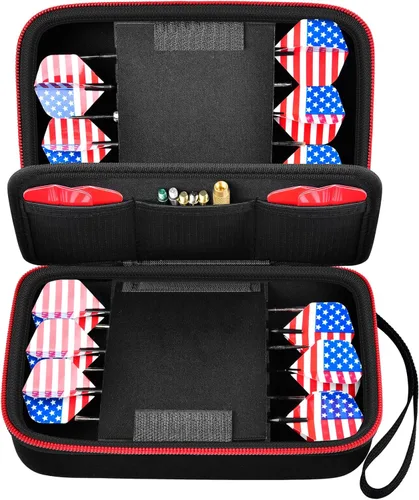 Miniatura 8 de ALKOO Estuche de dardos para 6 piezas de acero y punta suave, organizador de almacenamiento con capacidad para 6 dardos y puntas, ejes y accesorios