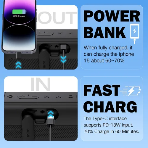 Miniatura 3 de Dprofy Nueva Reproducción 2 Rondas, Altavoz de Golf Magnético Bluetooth, Altavoz Portátil Pro Inalámbrico Estéreo con Bajo Profundo, Resistente al