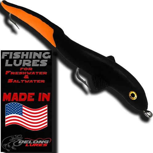 Delong Lures Señuelos y cebos de pesca Jerk KILR EEL de 8 pulgadas, señuelos de pesca de agua salada y agua dulce, cebos para lubina de boca grande,