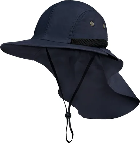 Miniatura 14 de SUN CUBE UPF50+ Sombrero de sol para hombres y mujeres con solapa para el cuello, ala ancha, protección UV, sombrero de safari para pesca