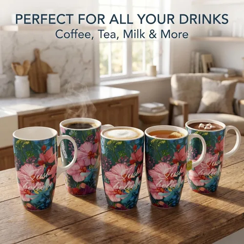 Miniatura 5 de Taza de café de cerámica Topadorn de 17 onzas, taza alta de cerámica con tapa y caja de color, perfecta para café y té, solo cree Solo creer