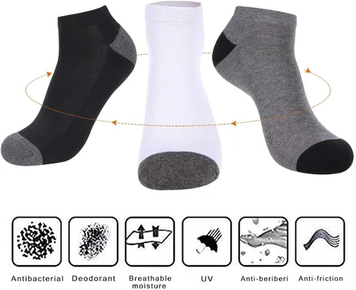 Miniatura 4 de COOVAN 10 pares de calcetines hasta tobillo acolchados para hombre paquete de 10 unidades de corte bajo cómodos transpirables calcetines casuales