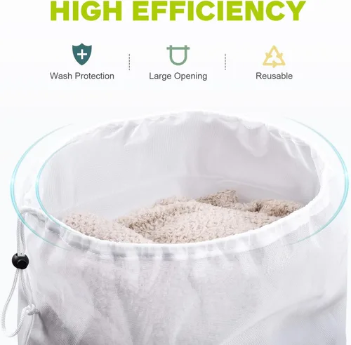 Miniatura 5 de OTraki Paquete de 2 bolsas de malla para lavandería de 20 x 24 pulgadas, bolsas de malla fina de alta resistencia, ropa sucia, con cordón, bolsa