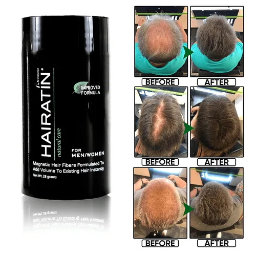 Miniatura 6 de HAIRATIN Fibras de construcción del cabello (AUBURN) Indetectables Botella de 0.99 oz Oculta completamente Cabello fino para mujeres