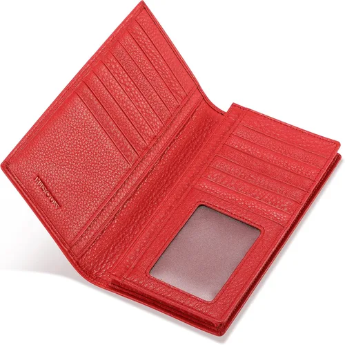 Miniatura 4 de HISCOW Cartera larga plegable con 15 ranuras para tarjetas de crédito piel de becerro italiana Rojo