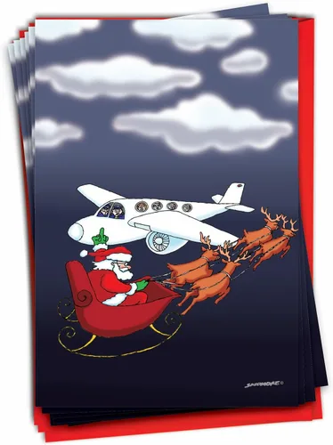 Miniatura 11 de NobleWorks 12 Divertidas Tarjetas de Felicitación de Navidad en Caja a Granel con Sobres de 5 x 7 Pulgadas (1 Diseño, 12 de Cada Una) Santa's Senior