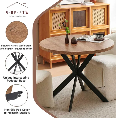 Miniatura 5 de Juego de Mesa de Comedor Redonda de 37 Pulgadas para 4, Moderno Juego de Café de Cocina de Círculo Pequeño para Apartamento, Sala de Estar, Oficina