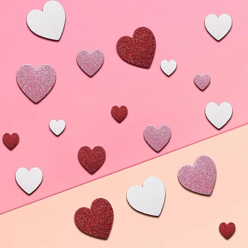 Miniatura 6 de 60 calcomanías de espuma de corazón, autoadhesivas, para el día de San Valentín, con purpurina, rojo, rosa, blanco, corazones de espuma