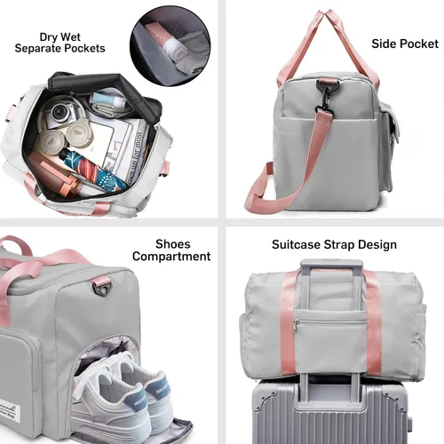 Miniatura 3 de Suruid Bolsa de gimnasio deportiva con compartimento para zapatos, bolsa de viaje con bolsillo separado seco y húmedo para hombres y mujeres, bolsa