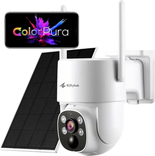 Miniatura 10 de Kittyhok Sistema de cámara de seguridad solar para exteriores inalámbrico 4 cámaras de seguridad PTZ solares 2K, visión nocturna a